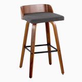 Maya - Mid Century Modern Fixed Height Barstool With Swivel And Square Footrest (Set of 2) - Furniture Home Direct