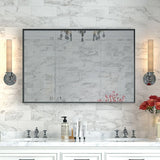 Rectangular Bathroom Mirror Square Angle Metal Frame Wall Mounted Hanging Plates Wall Mount Mirror For Bathroom (Horizontal & Vertical) - Furniture Home Direct