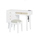 Vanity Desk Bohemian Retro Wood Makeup Station White - Furniture Home Direct