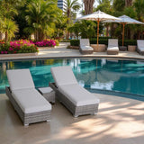 3 Piece Chaise Lounge Set With Adjustable Reclining - Gray Mix