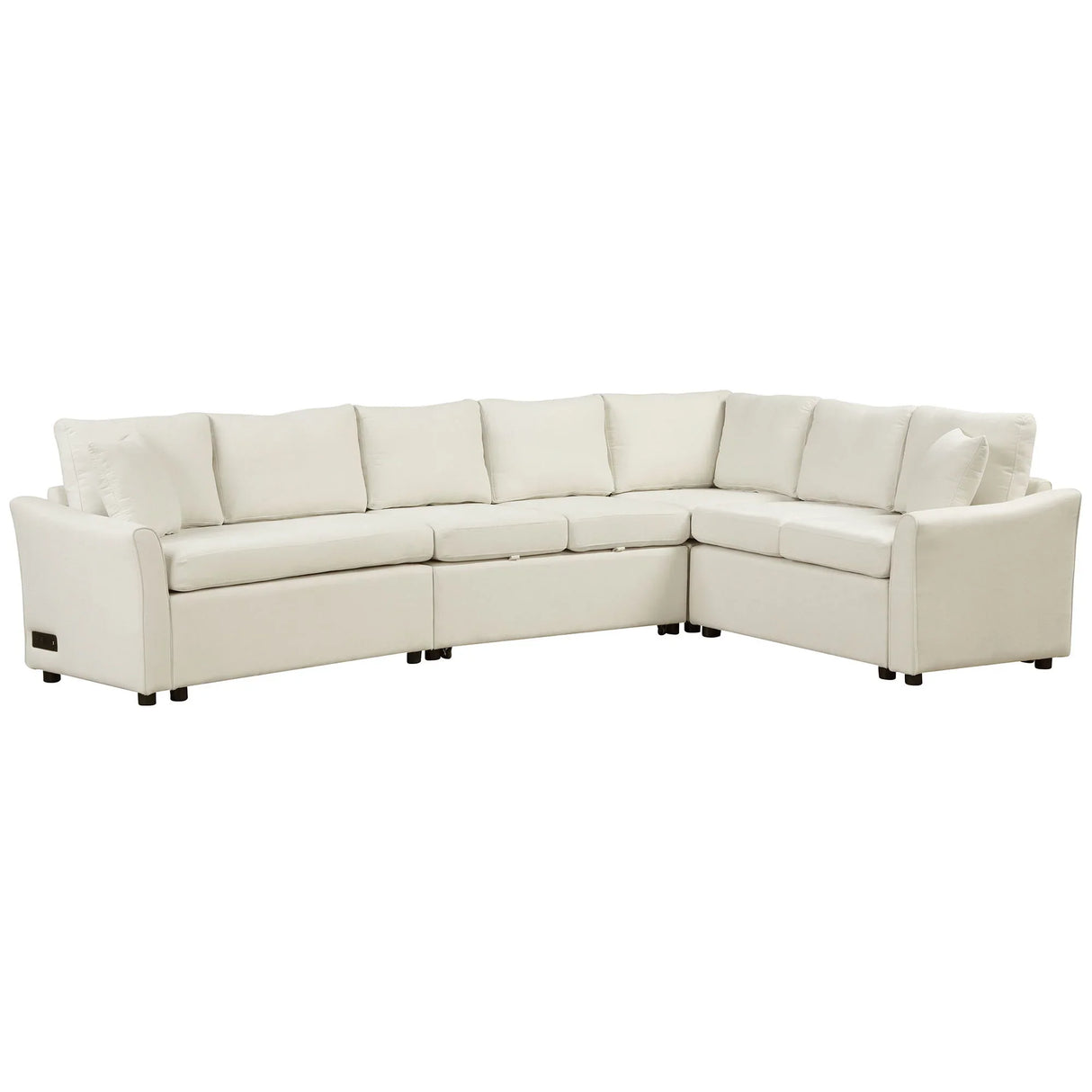 L-Shaped Sofa Convertible Sofa Bed Pull Out Sofa Sleeper With Two Back Pillows, Two USB Ports And Two Power Sockets For Living Room - Furniture Home Direct