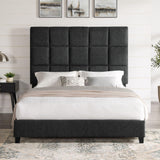 Squares Upholstered Platform Bed - Furniture Home Direct