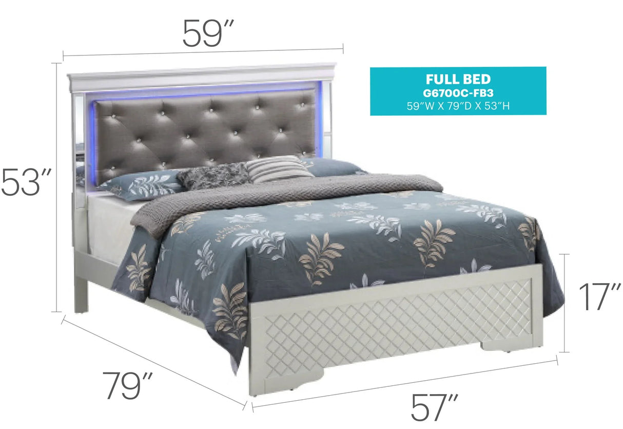 Bed With LED Light Accents Headboard - Furniture Home Direct