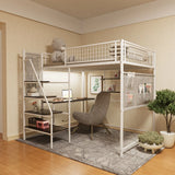 Metal Loft Bed With Built - In Charging Station And LED Light - Furniture Home Direct