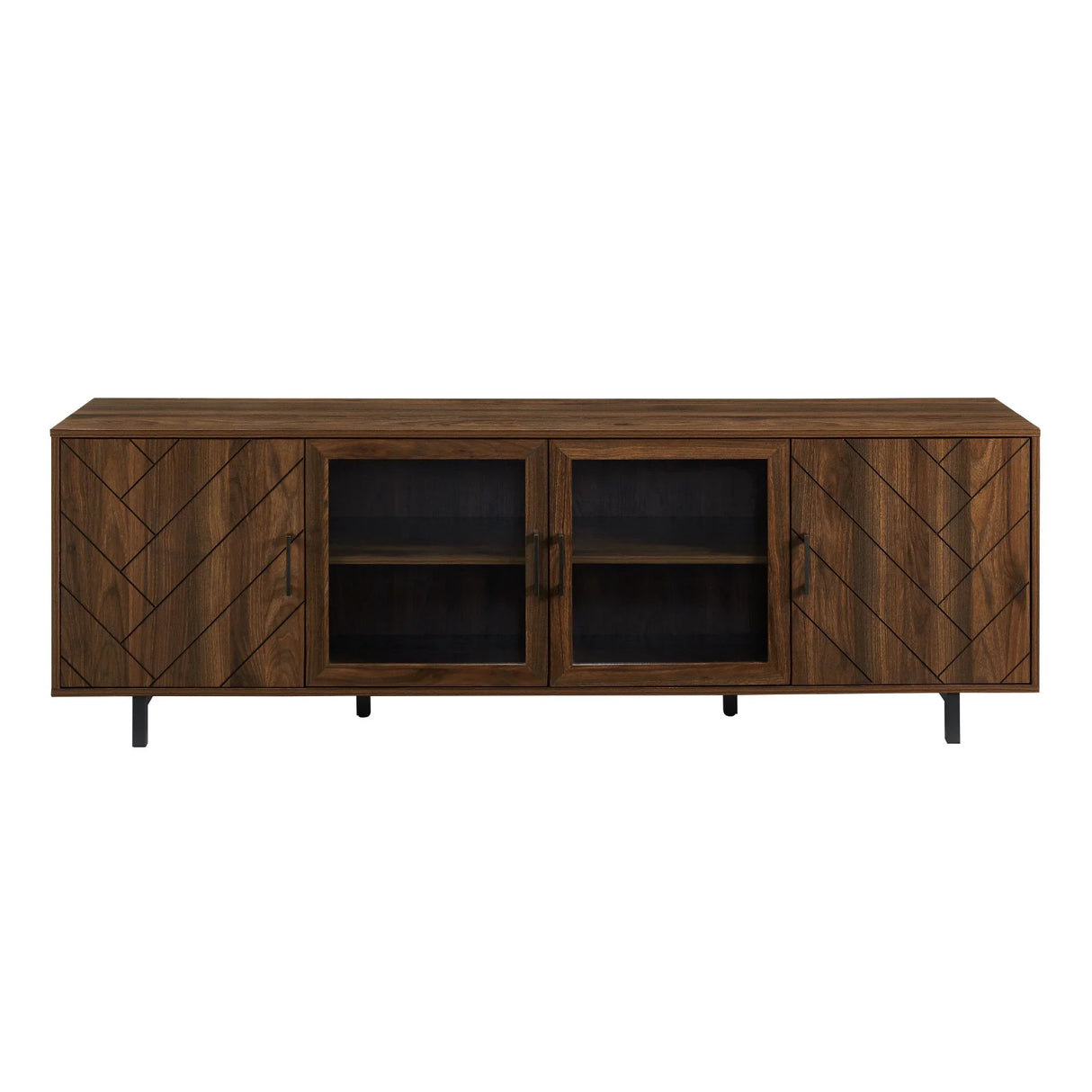 Modern Scandinavian 4 Door Herringbone 70" TV Stand For TVs Up To 80" - Furniture Home Direct