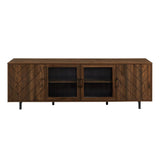 Modern Scandinavian 4 Door Herringbone 70" TV Stand For TVs Up To 80" - Furniture Home Direct