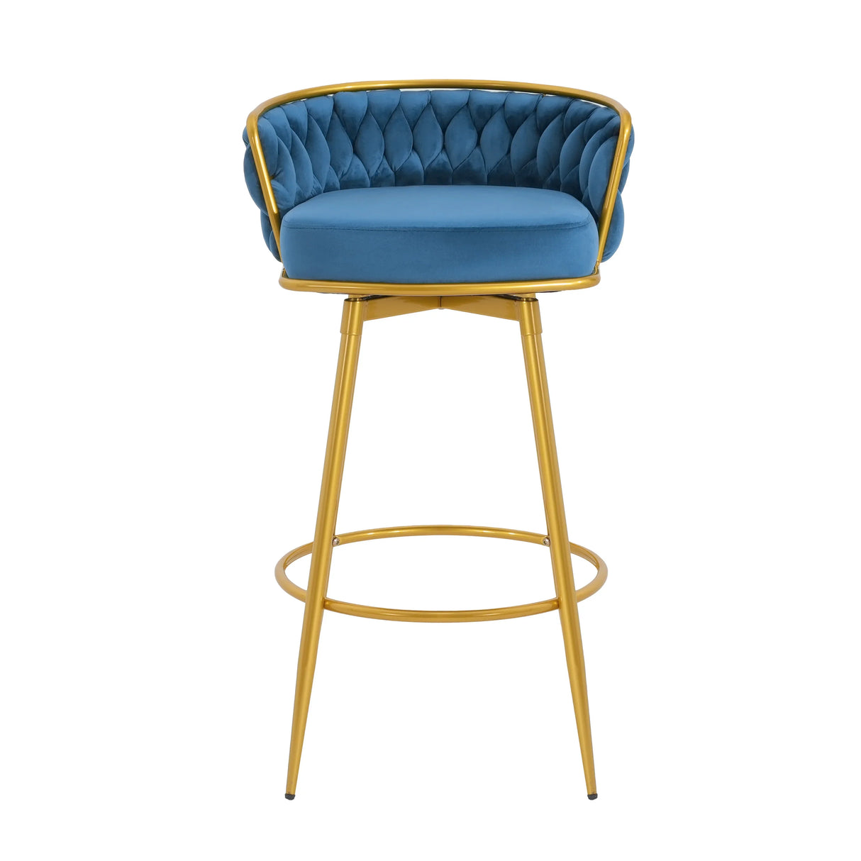 Counter Height Bar Stools Pair Tufted Gold Frame Blue - Furniture Home Direct