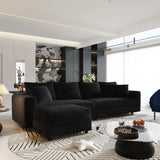Deep Seat Convertible Sofa With Soft Pillows And Ottomans - Furniture Home Direct
