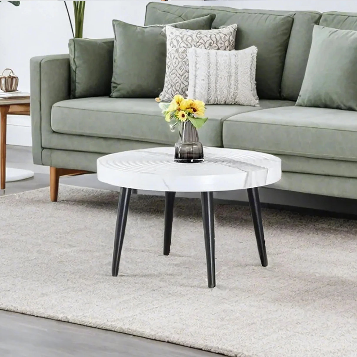 Elegant White Marble Round Coffee Table - Furniture Home Direct