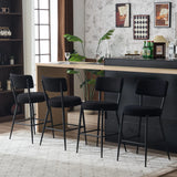 Modern Teddy Fabric Upholstered Bar Stools - Black Legs - Furniture Home Direct