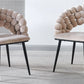Modern Chair With Golden Color Iron Tube Legs, Soft Cushions And Comfortable Backrest, Suitable For Dining Room, Living Room, Cafe, Hairball Back - Furniture Home Direct