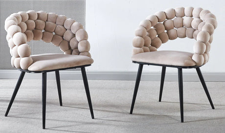 Modern Chair With Golden Color Iron Tube Legs, Soft Cushions And Comfortable Backrest, Suitable For Dining Room, Living Room, Cafe, Hairball Back - Furniture Home Direct