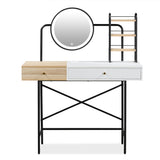 Vanity Desk With Lighted Round Mirror and Storage White - Furniture Home Direct