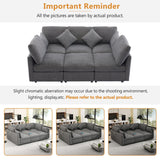 Sectional Sofa, Modular With USB Ports And Ottoman, Grey - Furniture Home Direct