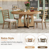 Dining Set Round Wood Table With Ladder Back Chairs Natural - Furniture Home Direct