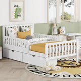 Platform Bed With Guardrails On Both Sides And 2 Storage Drawers - Furniture Home Direct