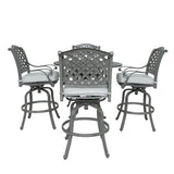 Outdoor 5 Piece Aluminum Bar Dining Set - Golden Gauze - Furniture Home Direct