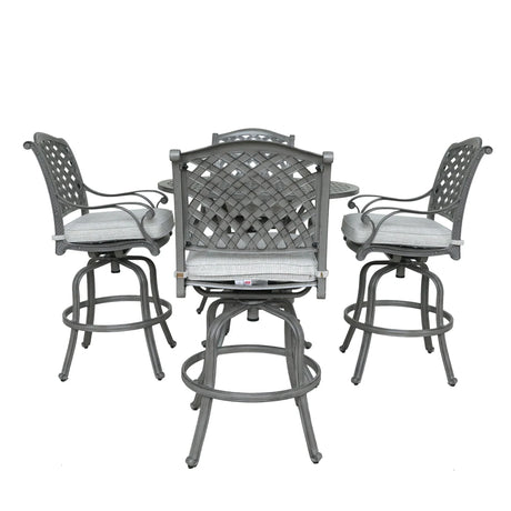 Outdoor 5 Piece Aluminum Bar Dining Set - Golden Gauze - Furniture Home Direct