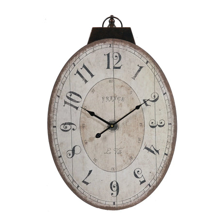 Antique Oval Wall Clock, Traditional Vintage Home Decor Clock - Ivory - Furniture Home Direct