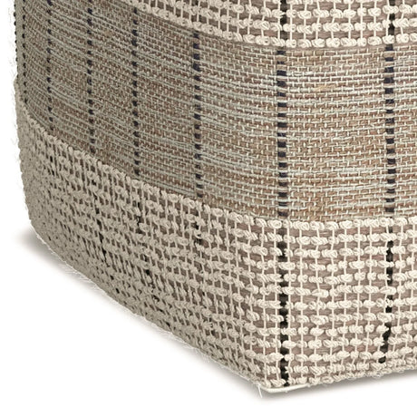 Elmer - Square Woven Pouf - Natural / Gray - Furniture Home Direct