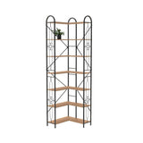 Industrial Style Corner Bookshelf With Thickened Iron Frame - Furniture Home Direct