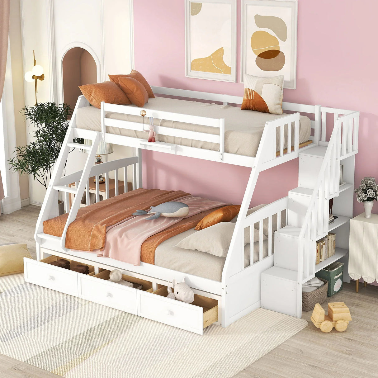 Bunk Bed With Drawers, Ladder And Storage Staircase - Furniture Home Direct