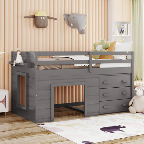 Loft Bed With Cabinet And Shelf - Furniture Home Direct