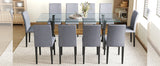 Dining Set Modern Tempered Glass Top With 10 Chairs Gray - Furniture Home Direct