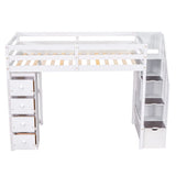 Loft Bed With Storage Drawers And Stairs With Shelves - Furniture Home Direct