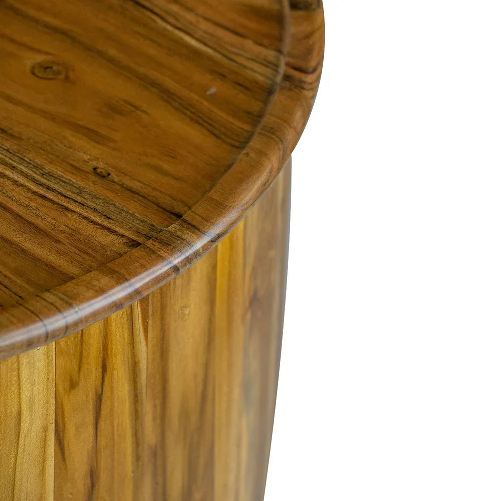 Drum Side Table With Tray Style Top - Brown - Furniture Home Direct