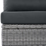 6 Piece Patio Set With An Adjustable Table, Recliners With Extendable Side Tables, And 2 Ottomans - Gray - Furniture Home Direct