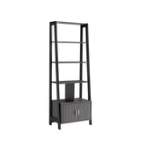 Modern Bookcase With Four Open Shelves And Two Door Cabinet - Black / Gray - Furniture Home Direct