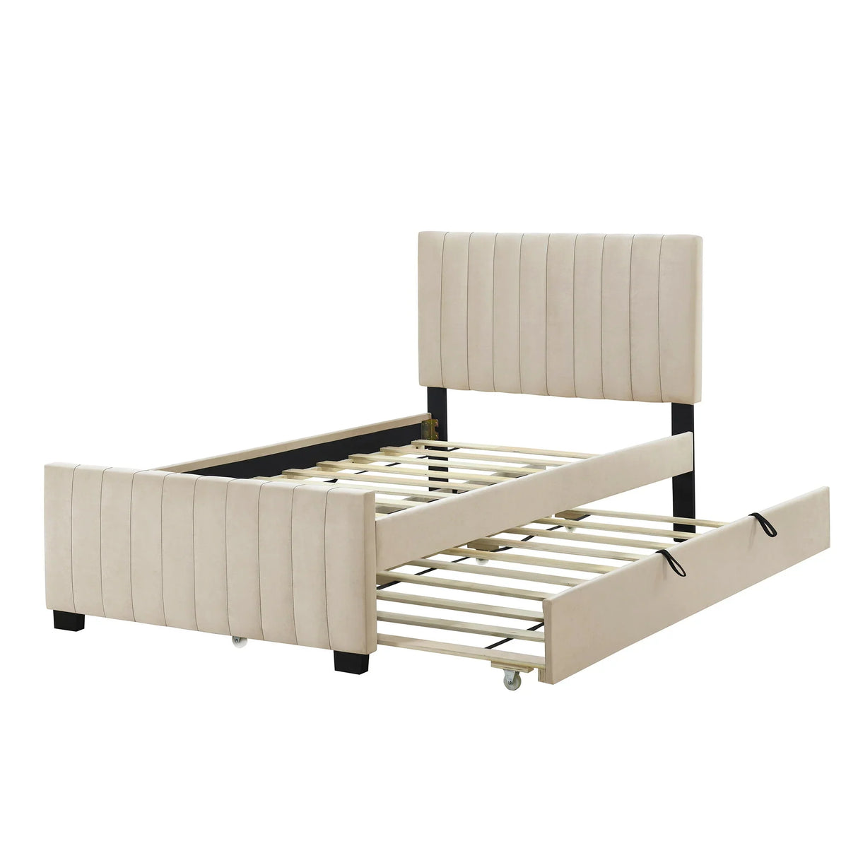 Upholstered Design Platform Bed With Trundle - Furniture Home Direct