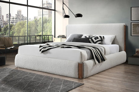 Sandro - Eastern King Bed Boucle - Walnut / White - Furniture Home Direct