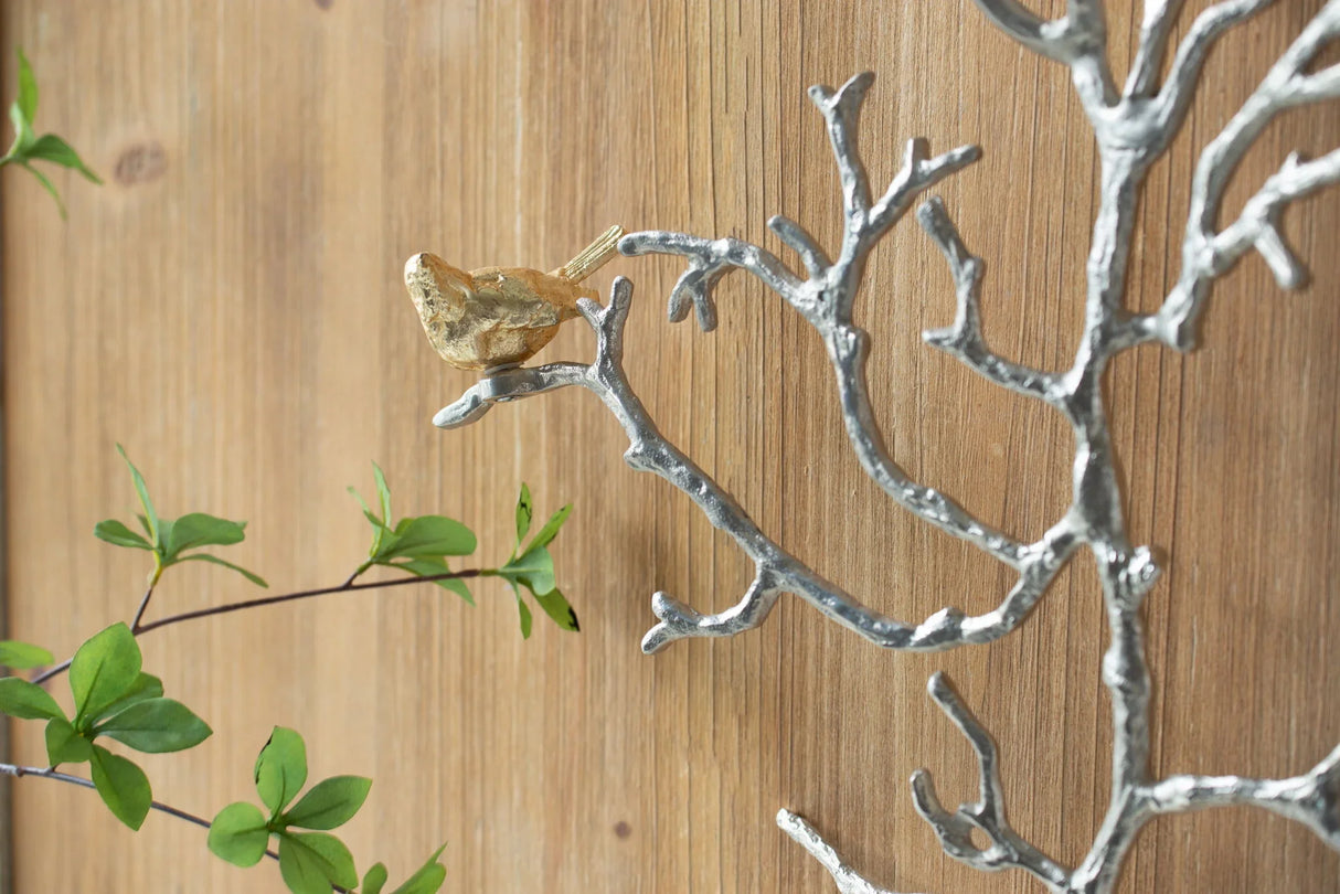 Metal Branch Wall Sculptures With Bird Accents (Set of 2) - Silver Multi - Furniture Home Direct