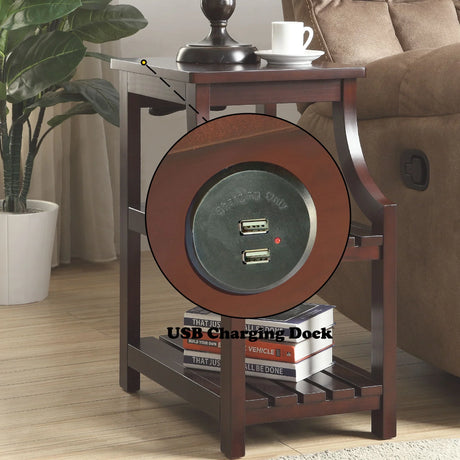 Wasaki - Accent Table With USB - Espresso - Furniture Home Direct
