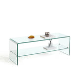 Clear Glass TV Table, Tempered Glass Stand For Living Room Decor - Transparent - Furniture Home Direct