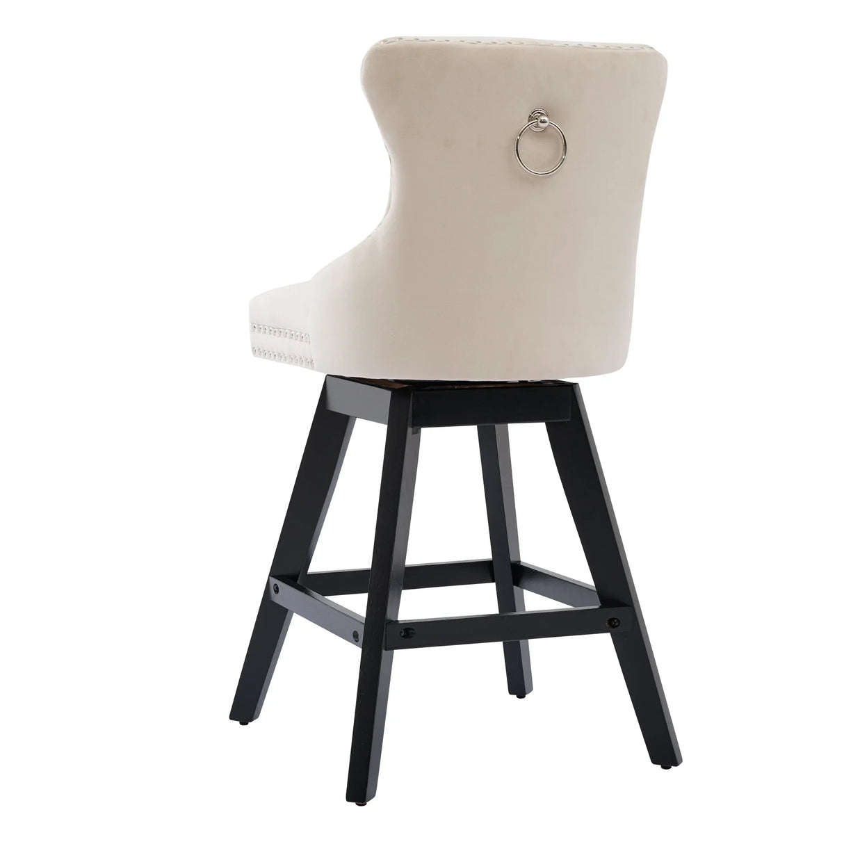 Bar Stools Counter Height Velvet Upholstered Set of 2 Beige - Furniture Home Direct