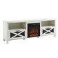 Industrial Farmhouse Metal Mesh Drop Down X Door Fireplace TV Stand - Furniture Home Direct