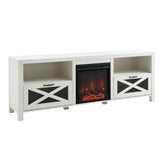 Industrial Farmhouse Metal Mesh Drop Down X Door Fireplace TV Stand - Furniture Home Direct