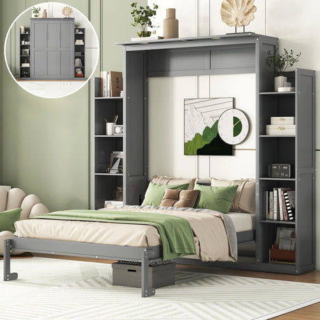 Wall Murphy Bed With Shelves And LED Lights - Furniture Home Direct