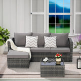 Outdoor Sectional Set with Ottoman - Furniture Home Direct