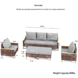 5 Piece Rattan Terrace Furniture Set, 7 Seats Cushions, High Footed Design - Furniture Home Direct