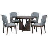 Topmax - 5 Piece Modern Extendable Round Dining Table Set With Removable Leaf For Small Places - Furniture Home Direct