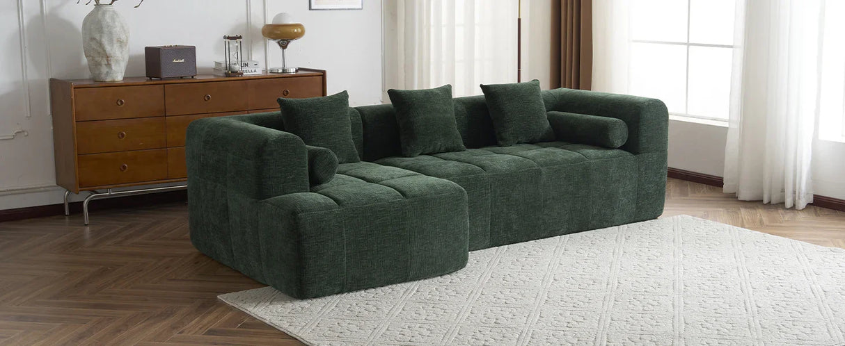 Sectional Sofa Modular Tufted Chenille Upholstery Green - Furniture Home Direct