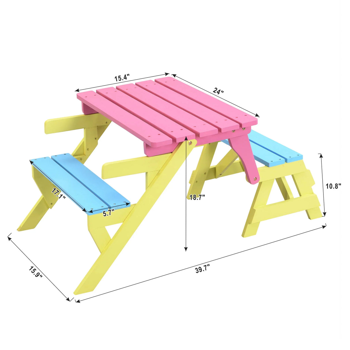 Kids Multi-Functional Arm Chair, Table With 2 Benches All-In-One Set - Furniture Home Direct