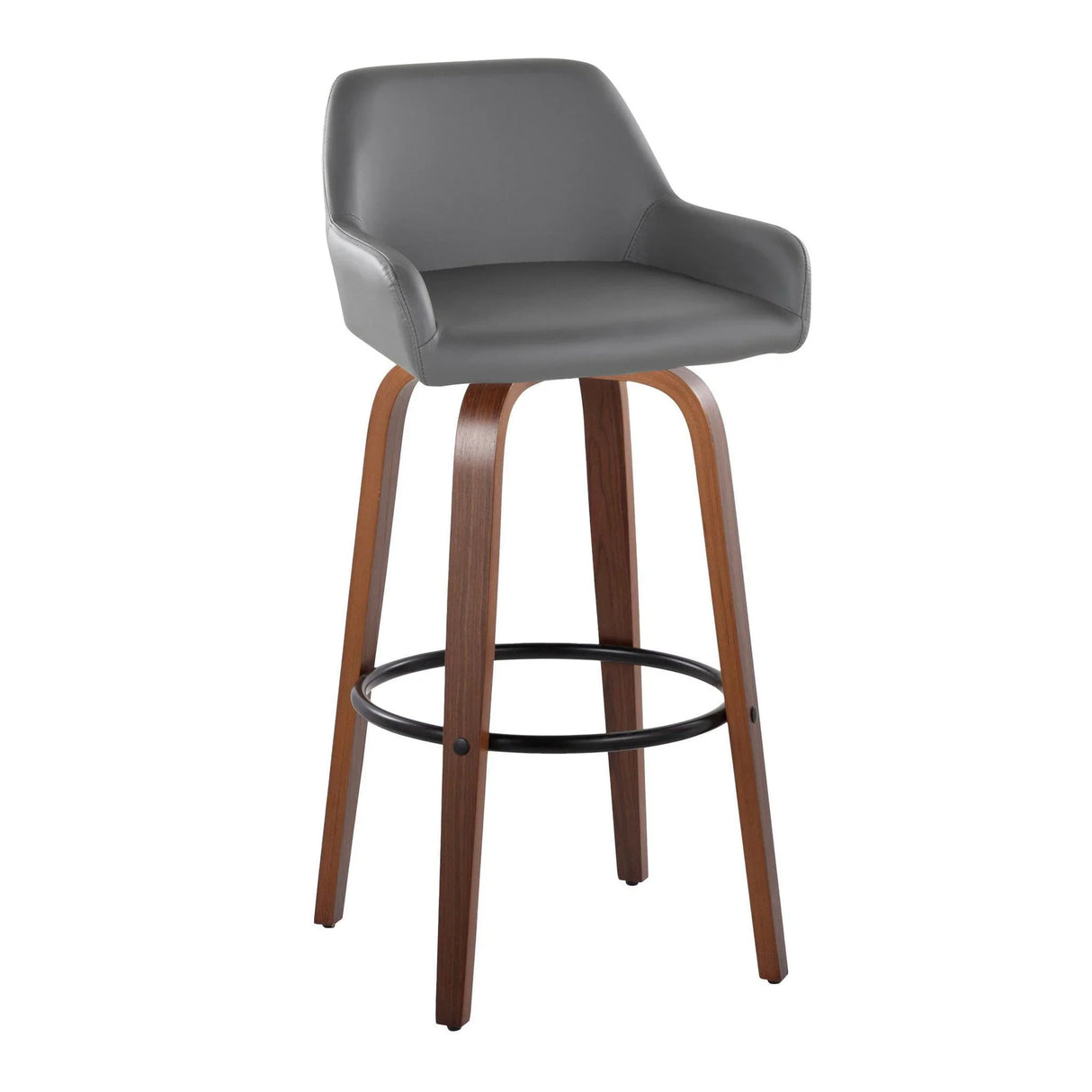 Daniella - Contemporary Fixed Height, Barstool & Swivel And Round Footrest (Set of 2) - Furniture Home Direct