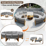 6 - Person Outdoor Sectional with Cushions and Coffee Table - Furniture Home Direct