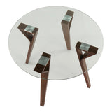 Folia - Mid-Century Modern Round Dinette Table - Walnut / Clear - Furniture Home Direct