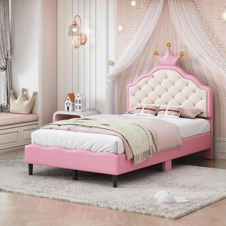 Lovely Crown Fantasy Princess Bed With Tufted Headboard - Furniture Home Direct